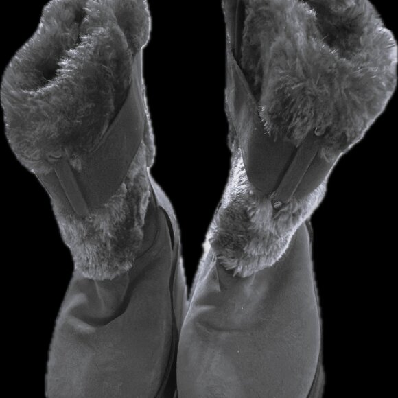 Guess 3Gaddalyn Suede & Fur Boots Charcoal Women’s Size 5.5 - Picture 1 of 5